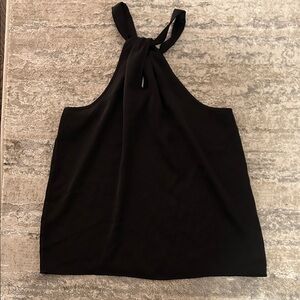 tahari black satin top